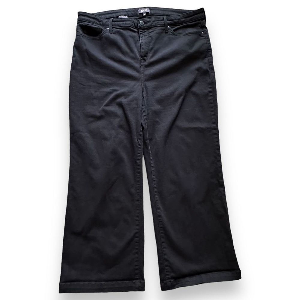 NYDJ Women’s Plus Size 18 Theresa Wide Leg Ankle Crop Black Jeans